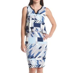 (Sizes M, L) Chelsea and Theodore Blue Popover Top w/ Split Neck Dress